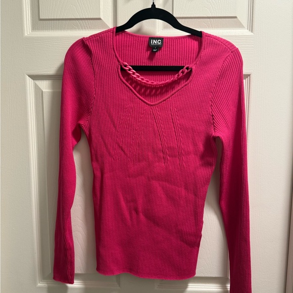INC International Concepts Sweaters - INC International Concepts - Hot Pink Ribbed Long-Sleeve Sweater - Size L - NWOT